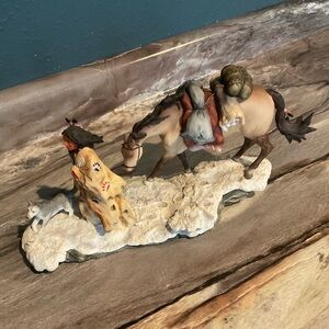 Pacific Gift Wear  Native Walking His Horse, Statue 12 Inch